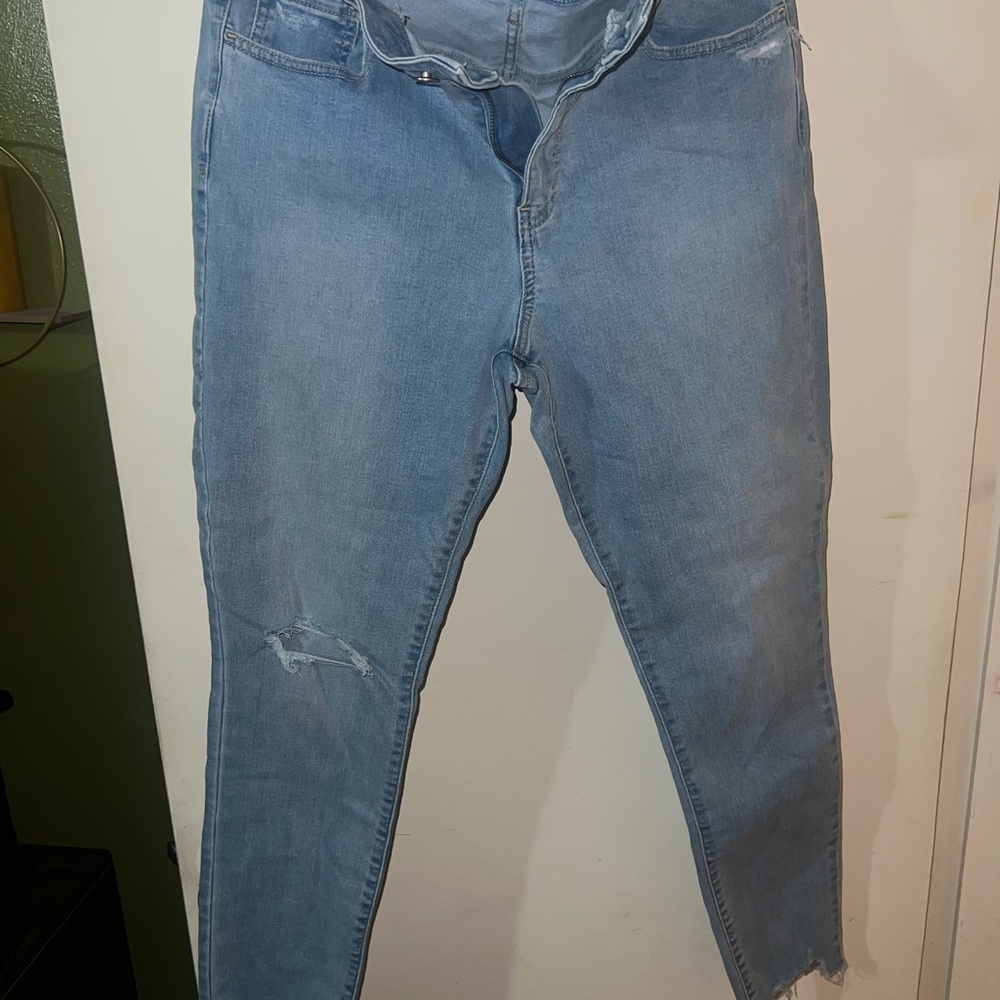 Women's Light Blue Distressed Jeans